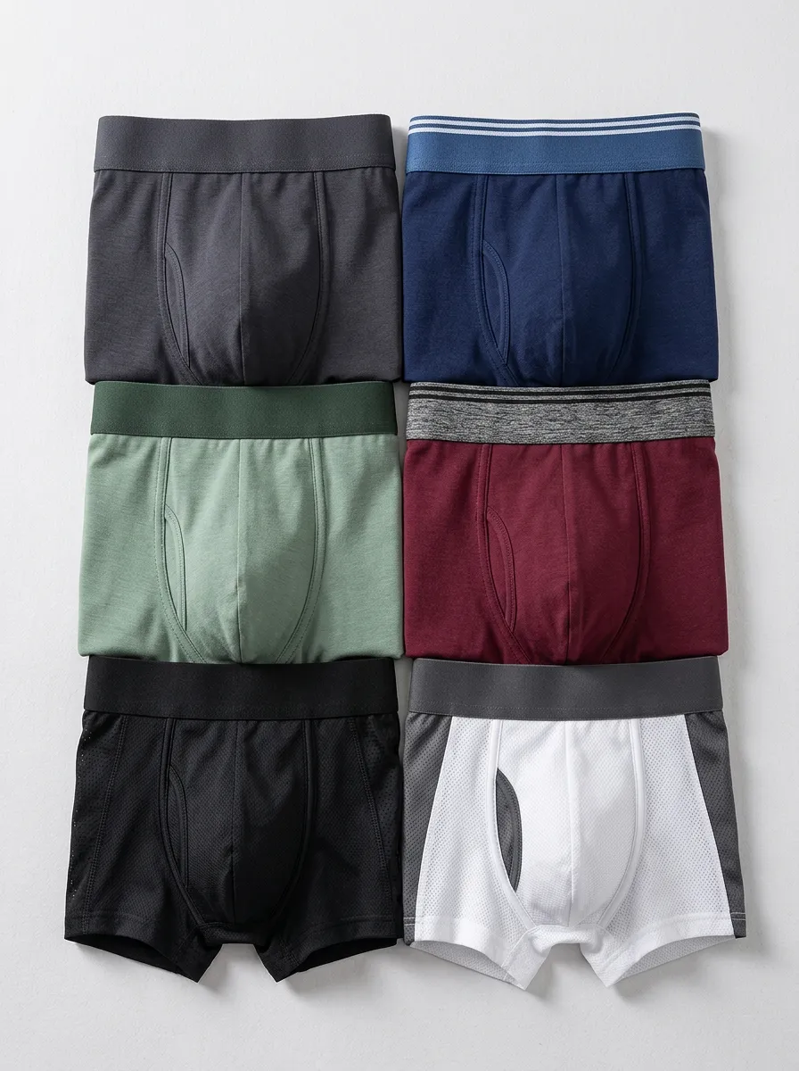 Men's Multi-color Breathable Mesh Solid Color Boxer Briefs