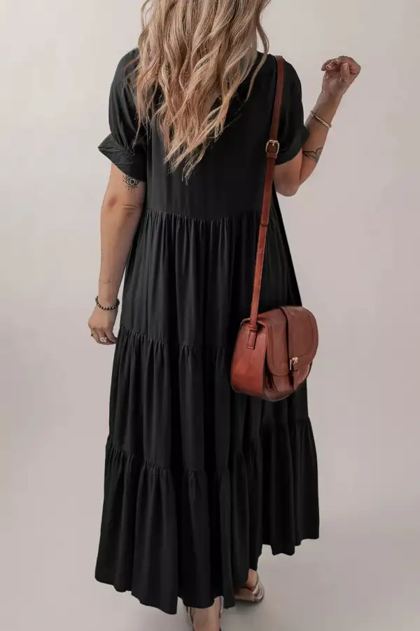 Tiered Ruffle Short Sleeve Casual Dress