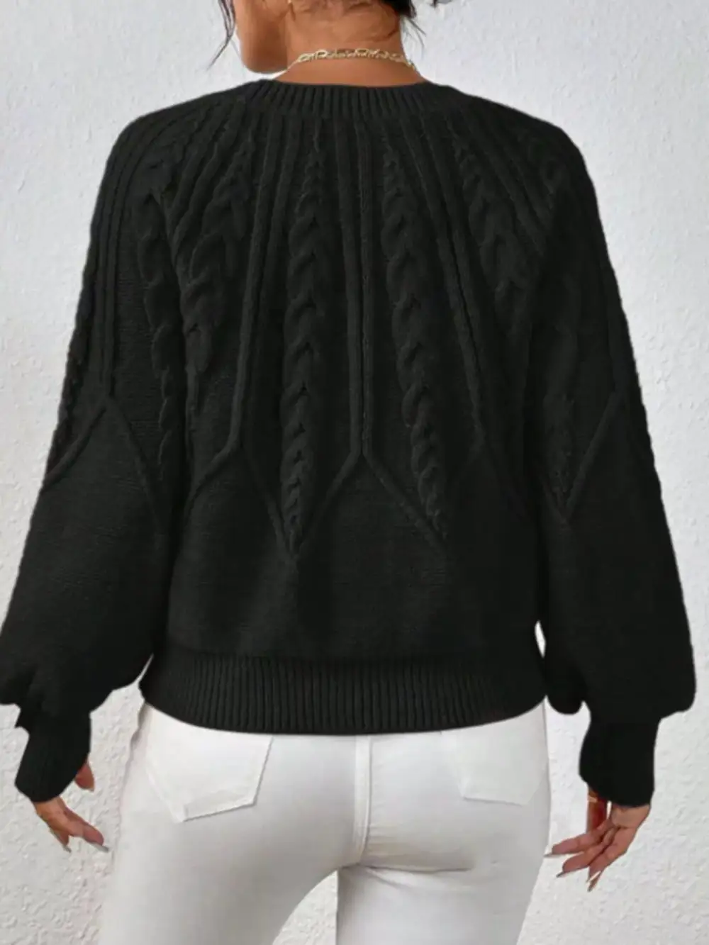 Essential Long Sleeve Cable Knit Sweater