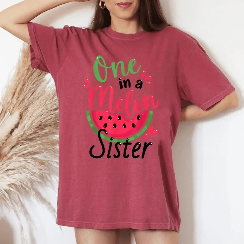 One In A Melon Sister 1St Birthday Party Family Matching Women's Oversized Comfort T-shirt