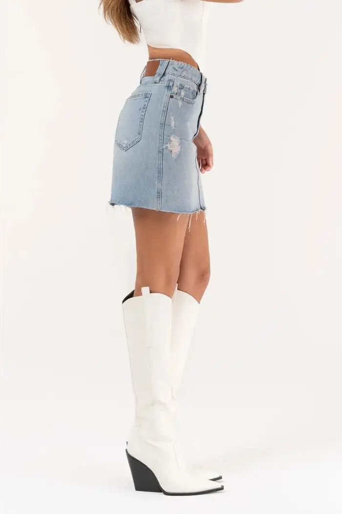 Women's Light Wash Denim Mini Skirt