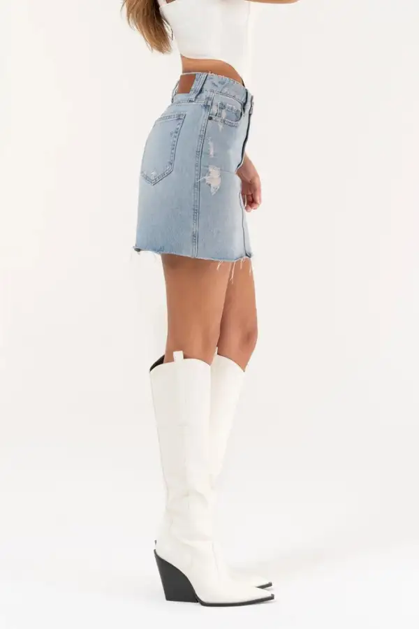 Women's Light Wash Denim Mini Skirt