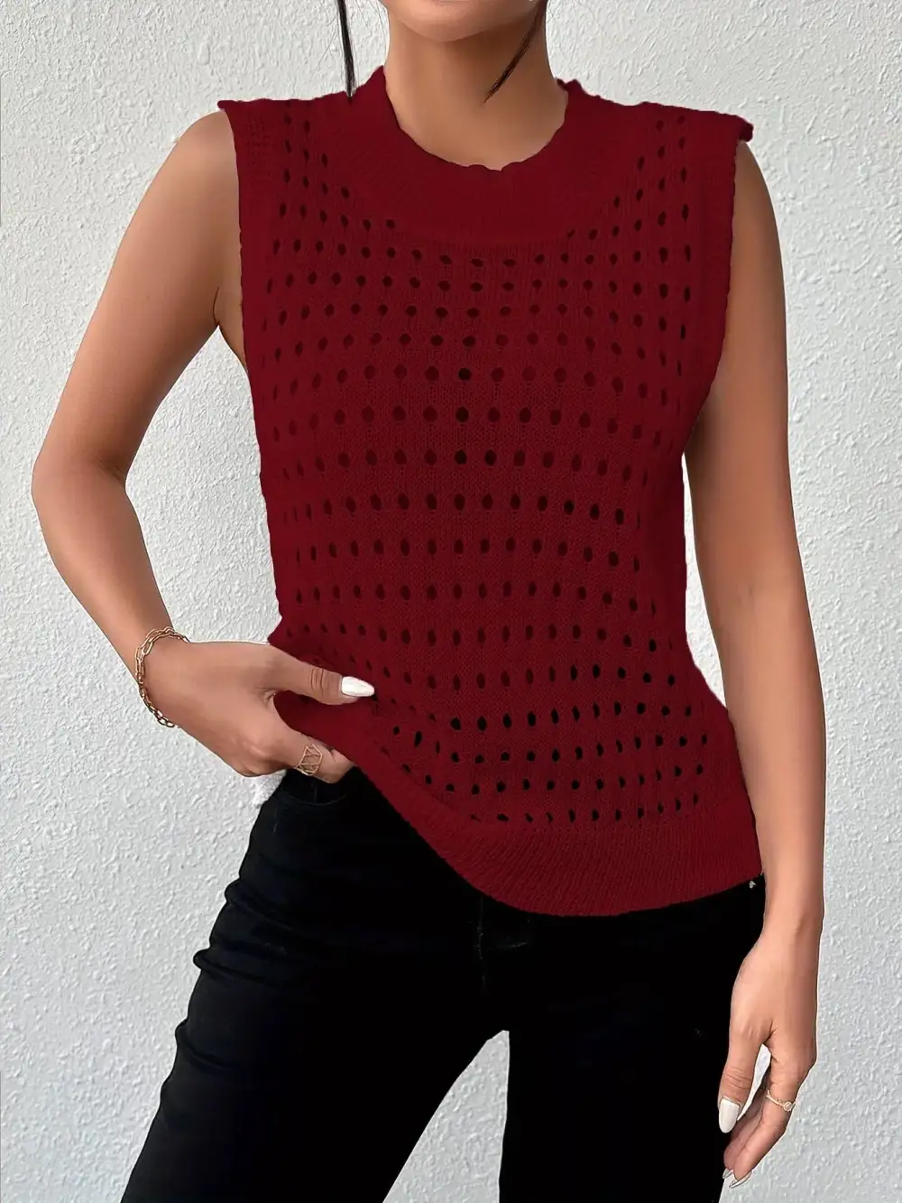 Round-Neck Knit Tank Top