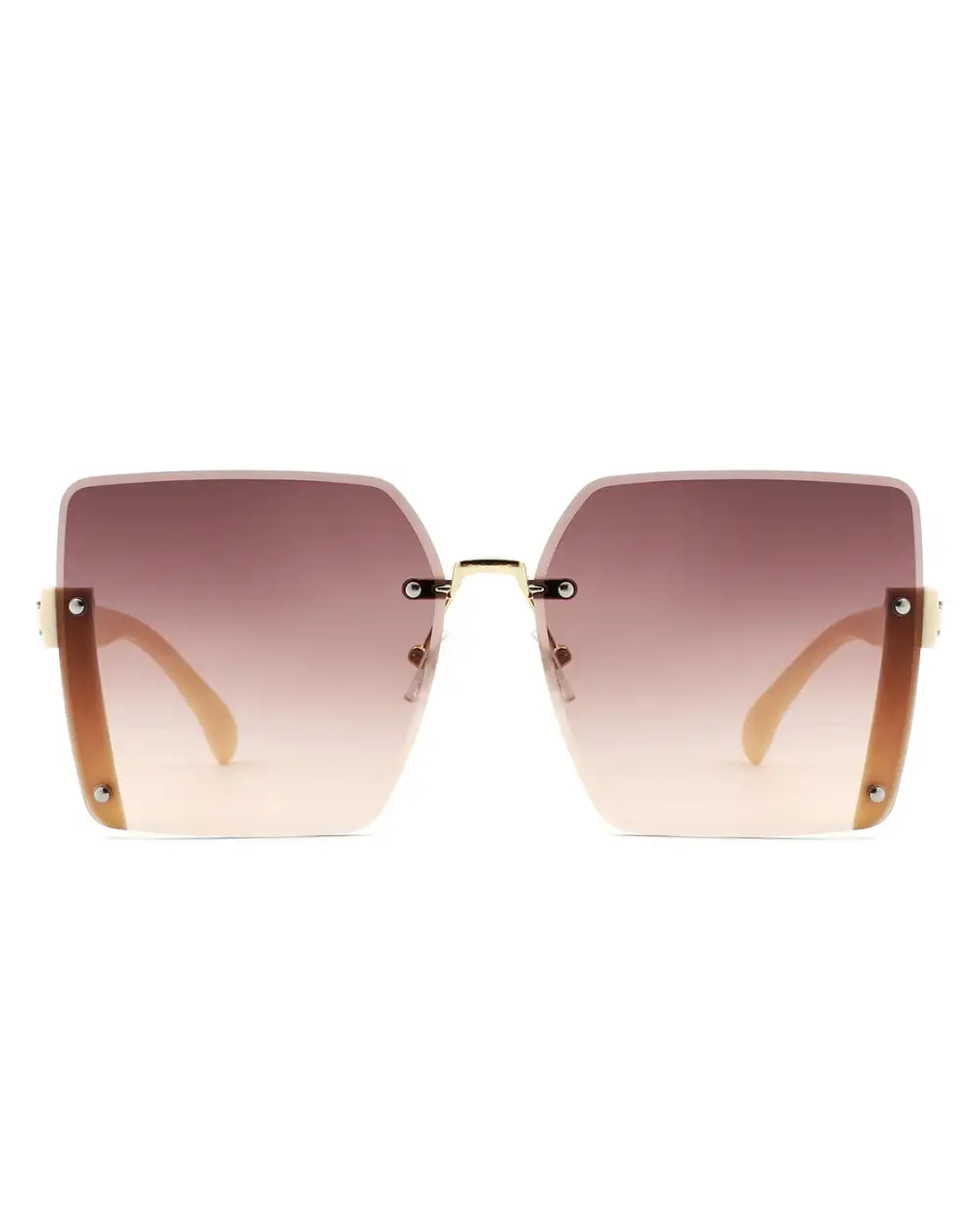 Knotted Square Rimless Frame Sunglasses