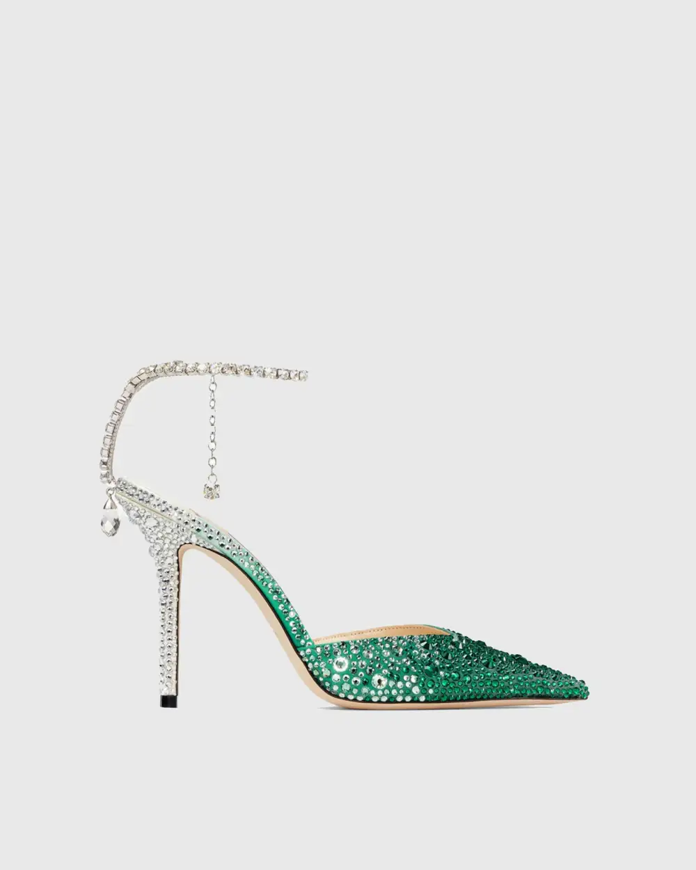 Rhinestone Embellished Pumps in Dark Green