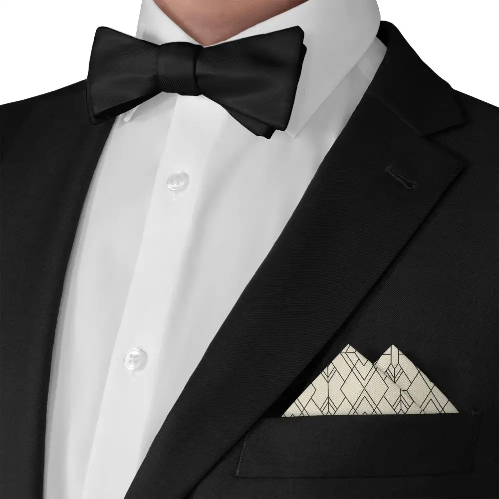 Elegant Formal Art Deco Geometric Pocket Square