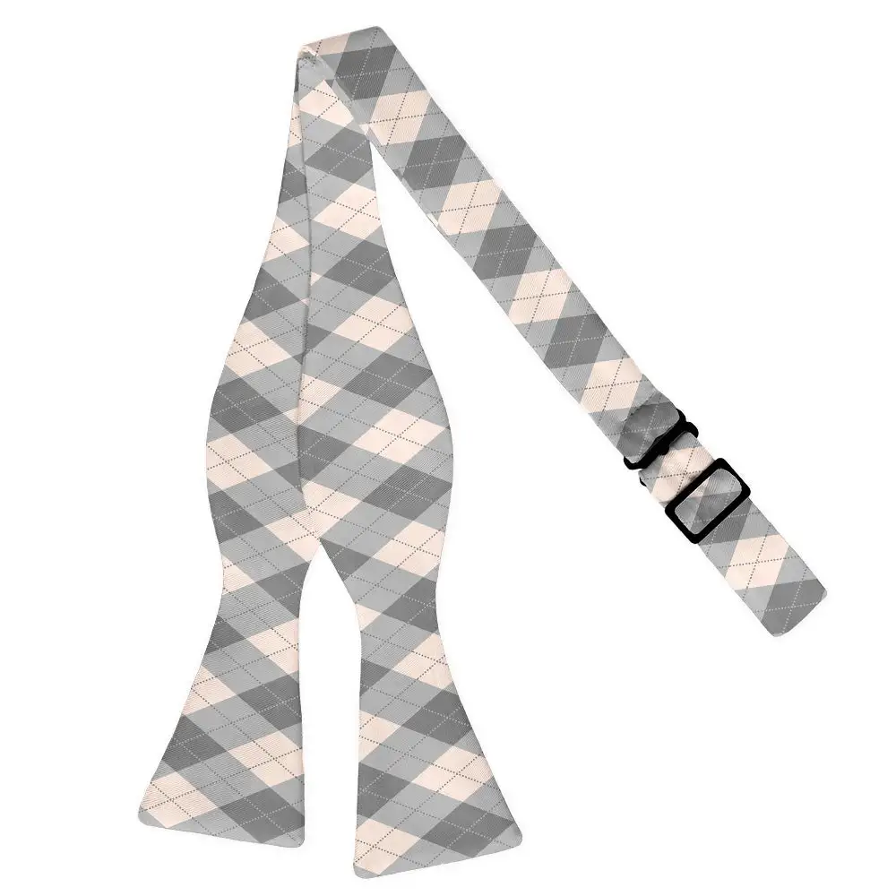 Argyle Plaid Motif Bow Tie