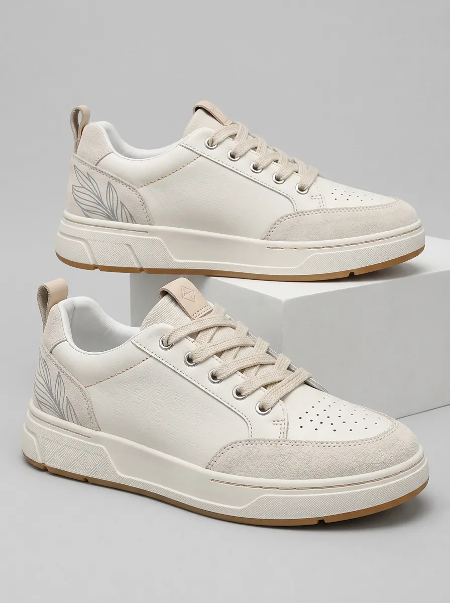 Men's Street Minimalist Leaf Pattern Printed Casual Sneakers