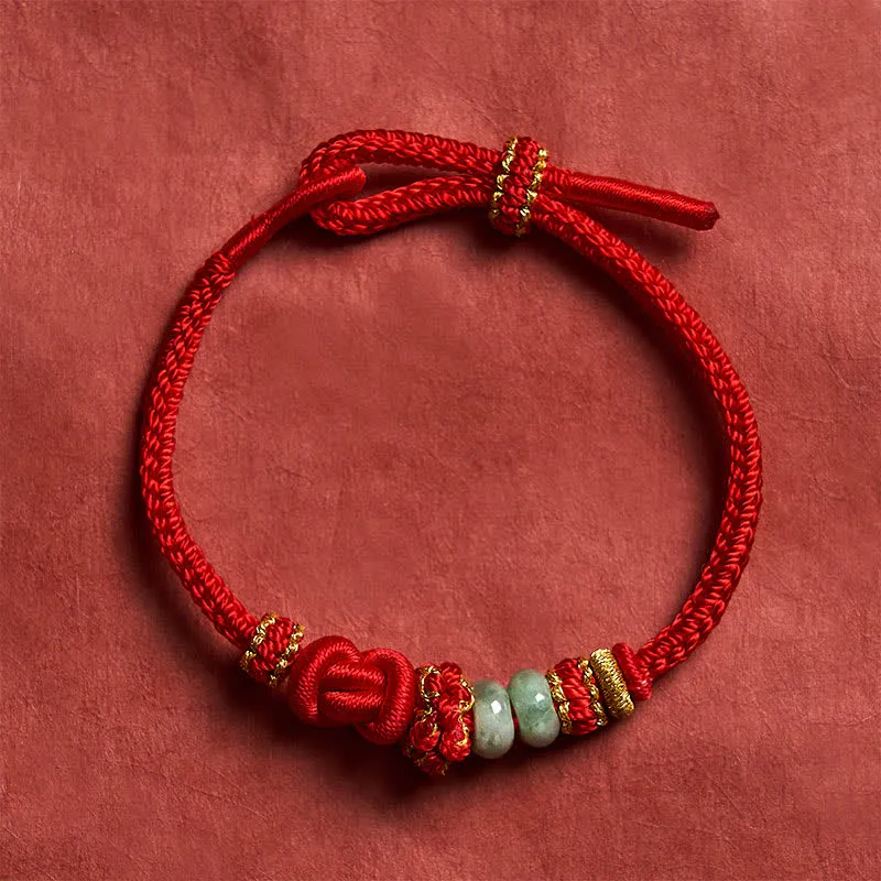 Knotting Jade Hand Woven Adjustable Bracelet