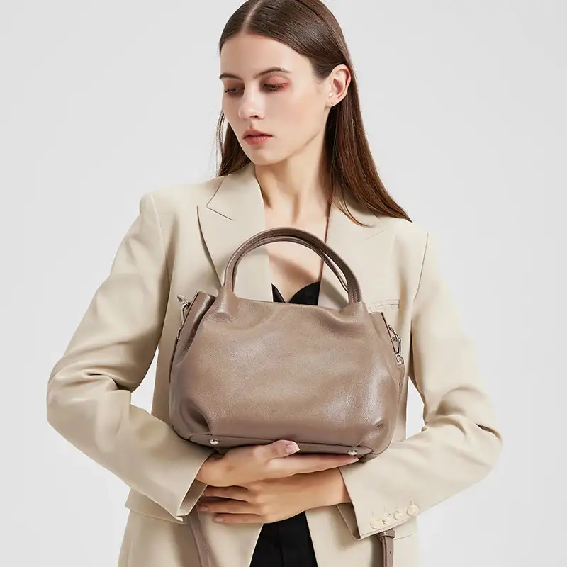 Minimalist Taupe Slouchy Satchel Bag