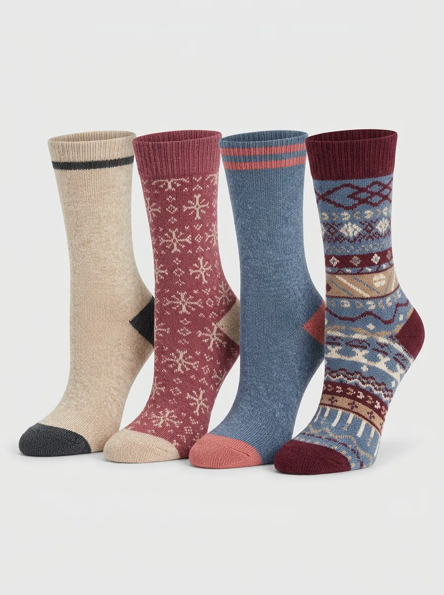 Playful Patterned Four-Pair Casual Socks