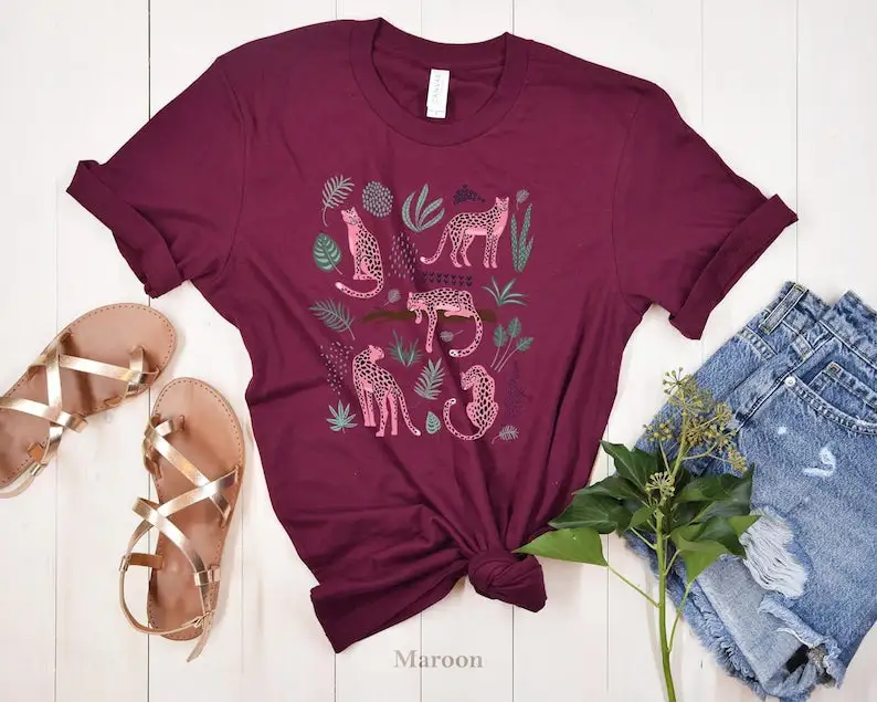 Pink Leopard Shirt Womens Animal Lover T-Shirt