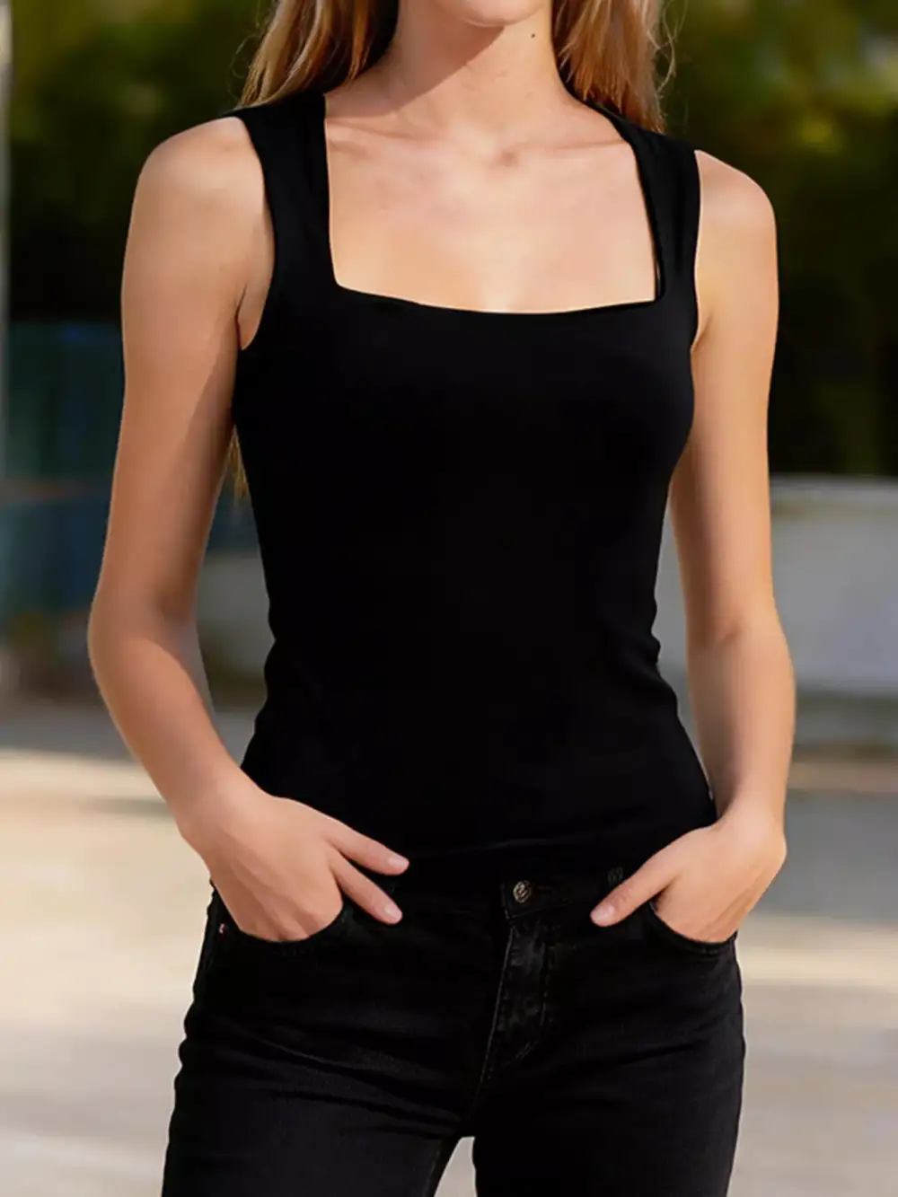 Square Neck Slim Fit Tank Top