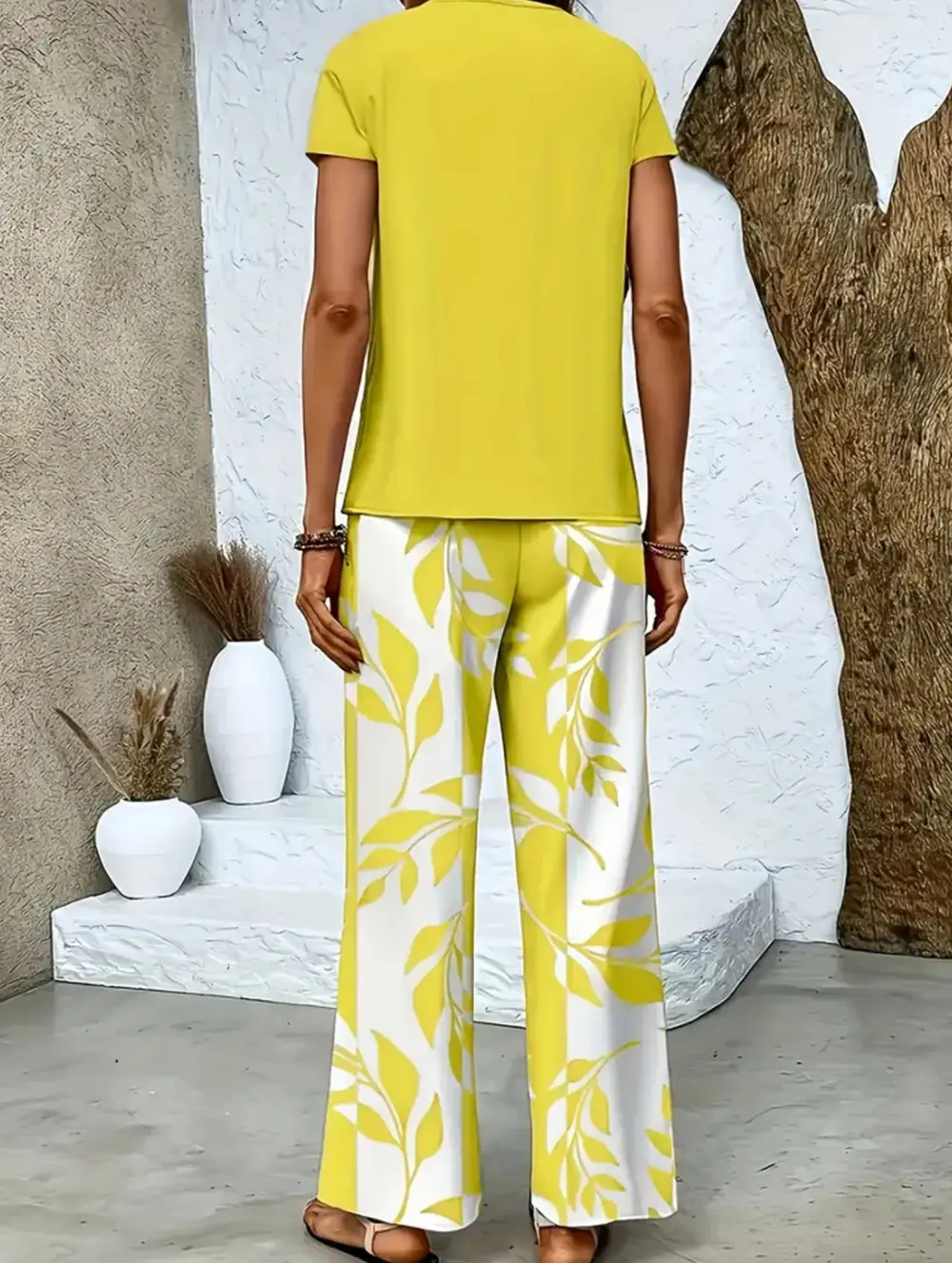 Print Top Wide-Leg Pants Set