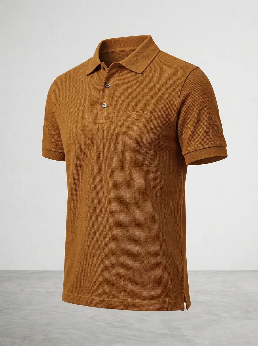 Textured Embroidered-Detail Men's Polo Shirt