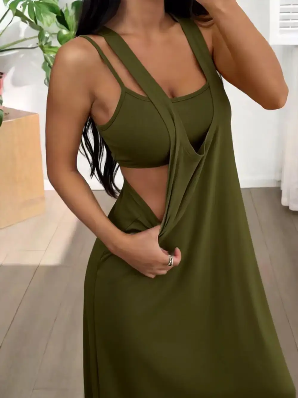 Scoop Neck Cami And Maxi Dress Set