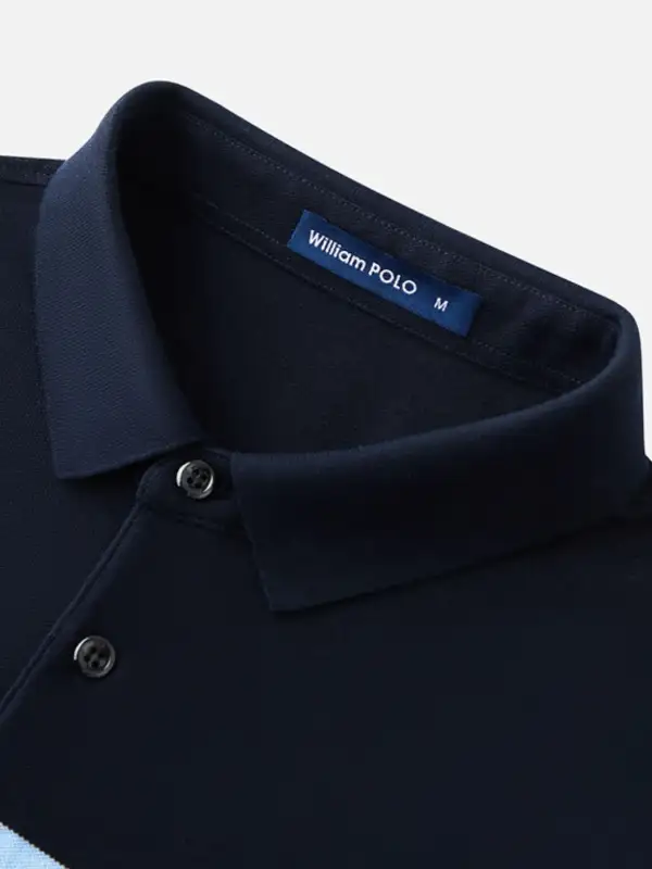 Textured Contrast Detail Short Sleeve Collared Polo Shirt
