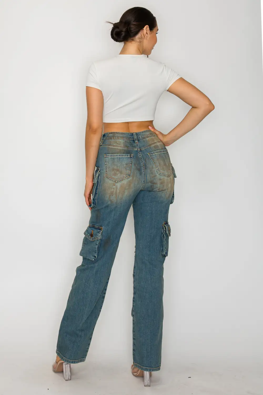 Mid-Rise Baggy Cargo Jeans