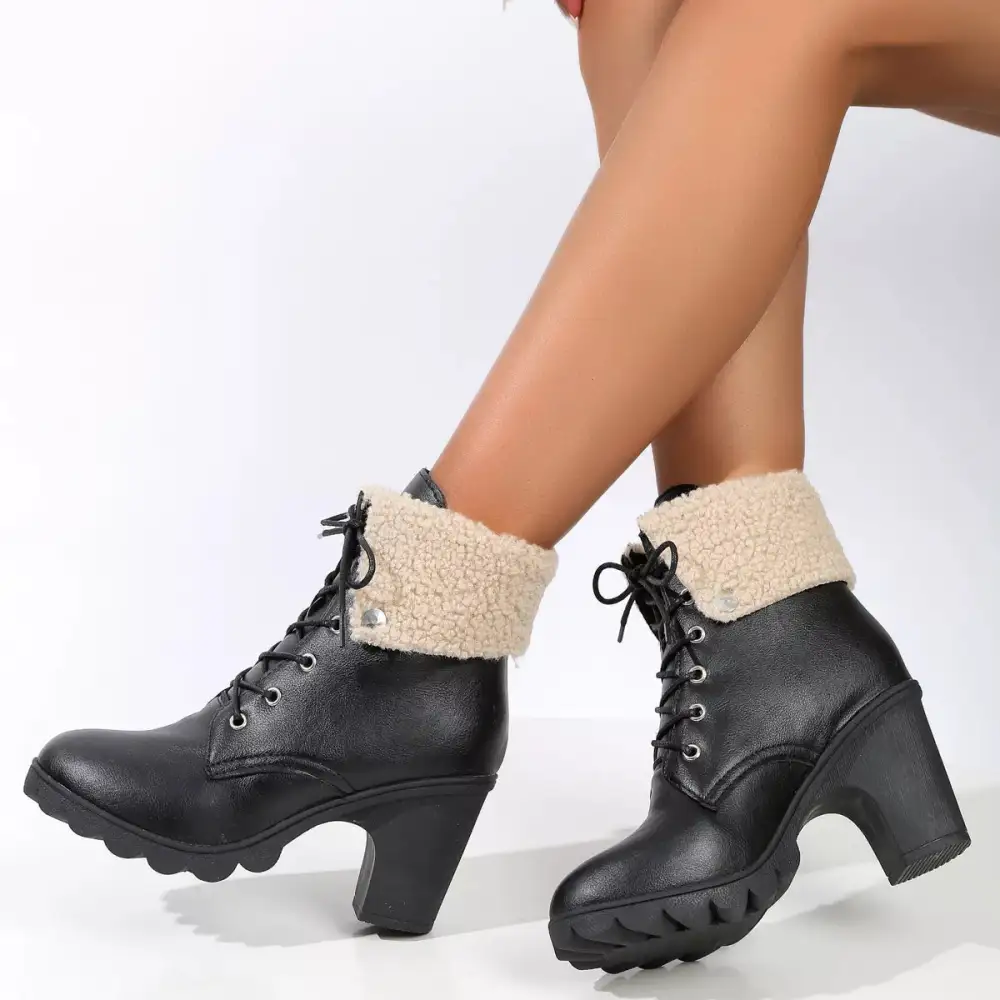 Refined Lace-Up Block Heel Boots
