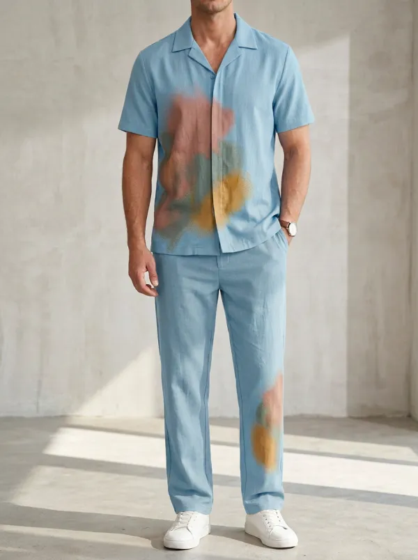 Men's Abstract Spray Paint Printed Casual Set