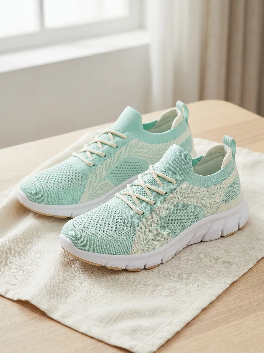Women's Motion Mint Leaf Pattern Printed Sneakers