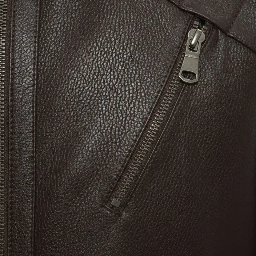 Refined Leather Biker Motorcycle Cafe Racer Jacket