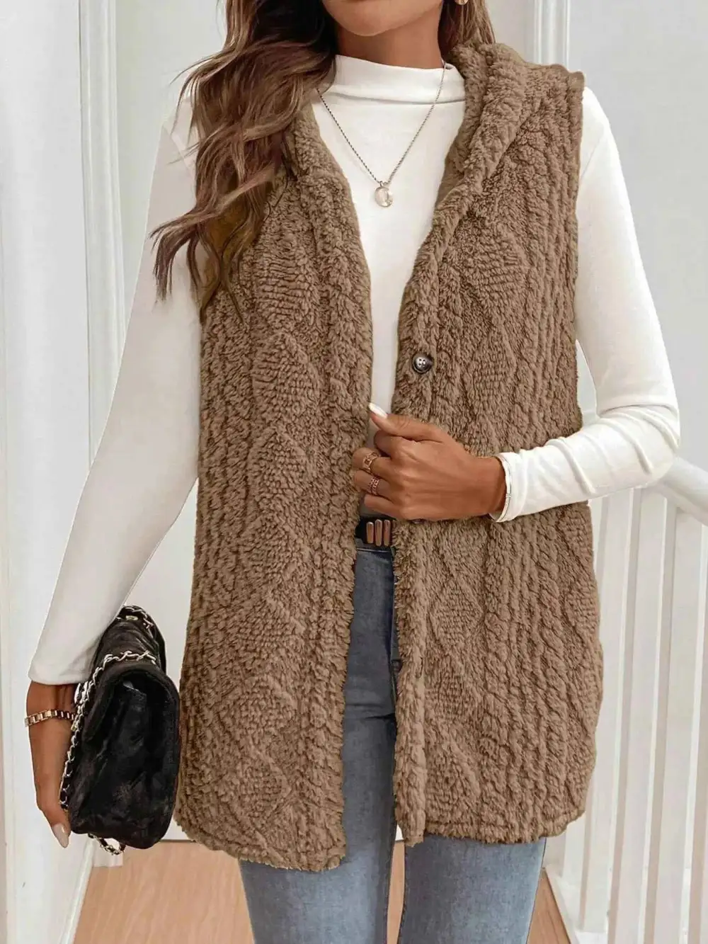 Cozy Sherpa Fleece Hooded Vest Coat