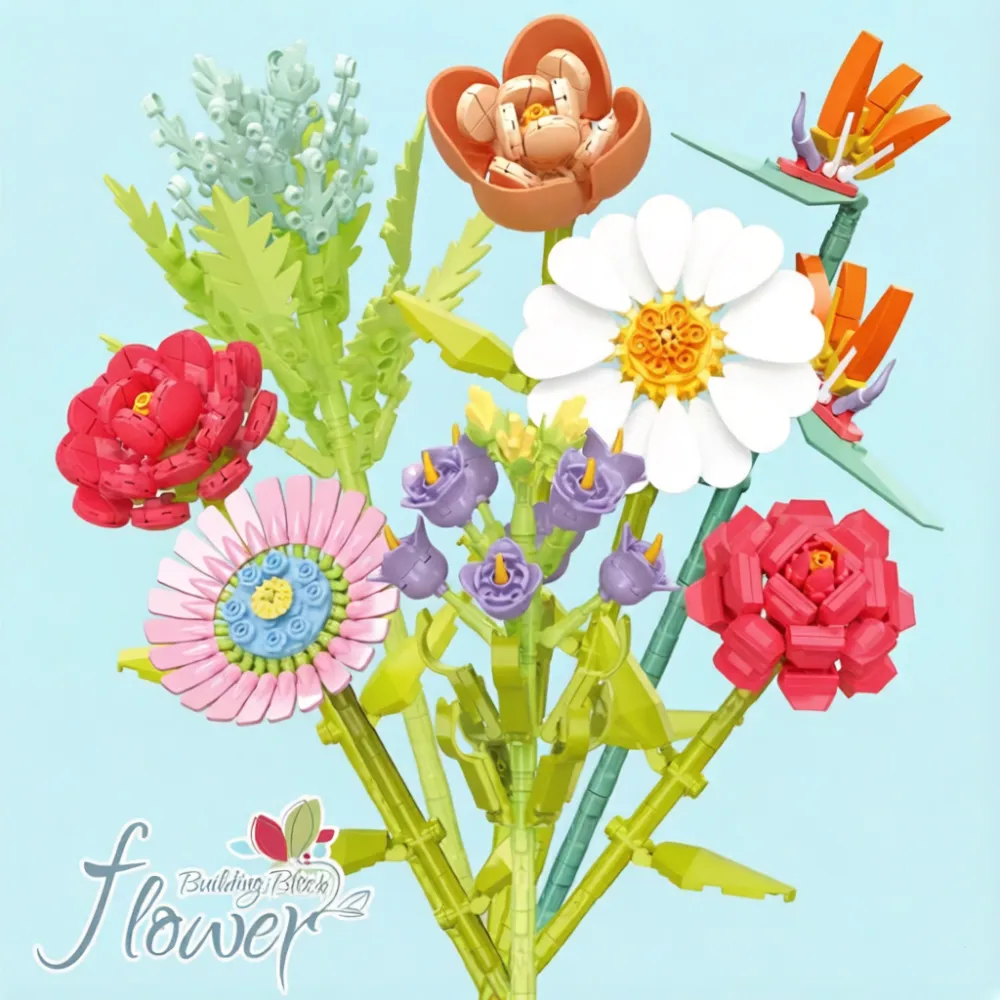 Flowers Bouquet Building Blocks Toy Set, Flower Bouquet Building Kit with Rose, Sunflower Wildflower Collection,Gifts, Home Decor -8RH7