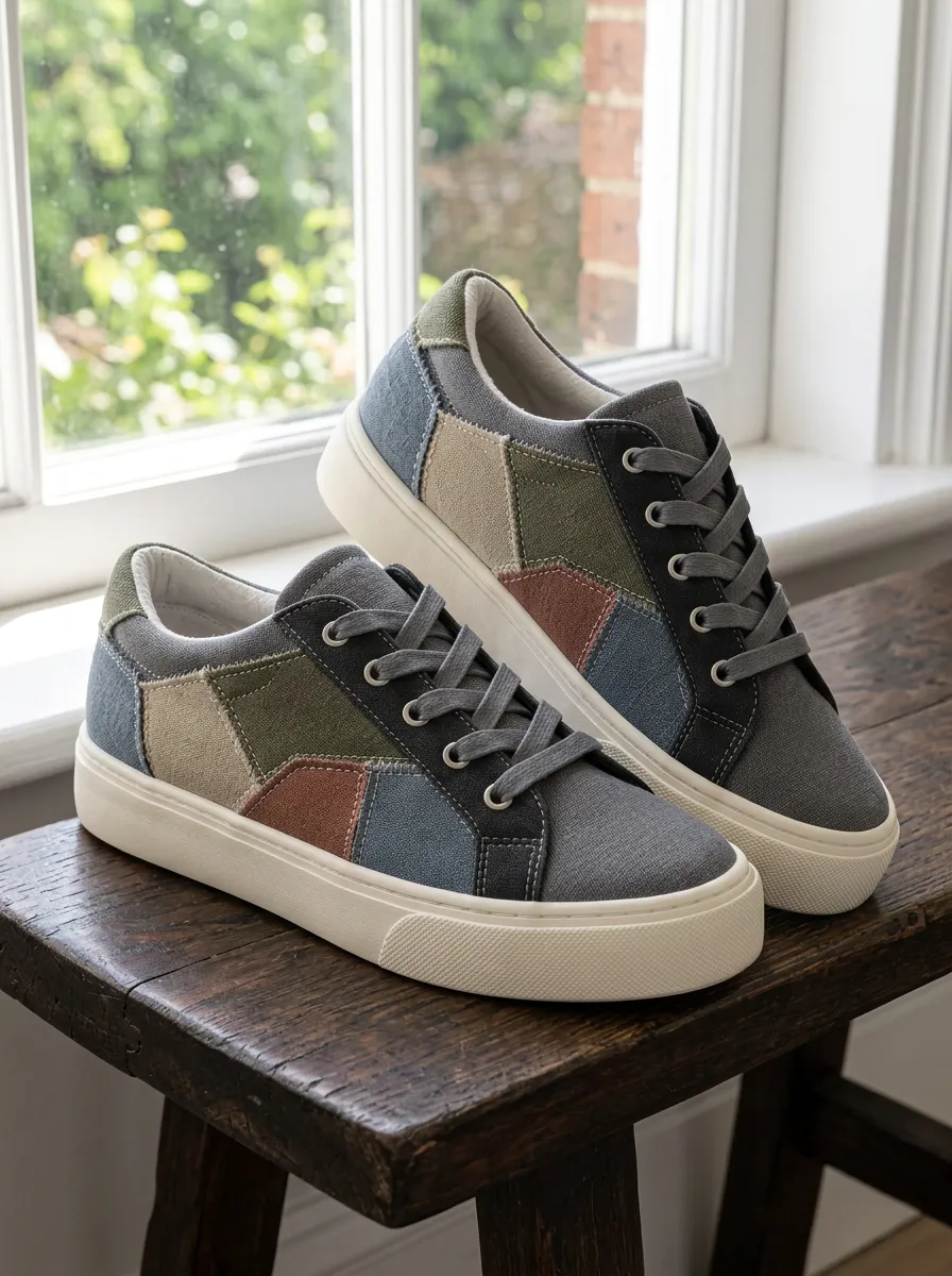 Men's Modern Casual Patchwork Patterned Mountain Inspired Canvas Shoes