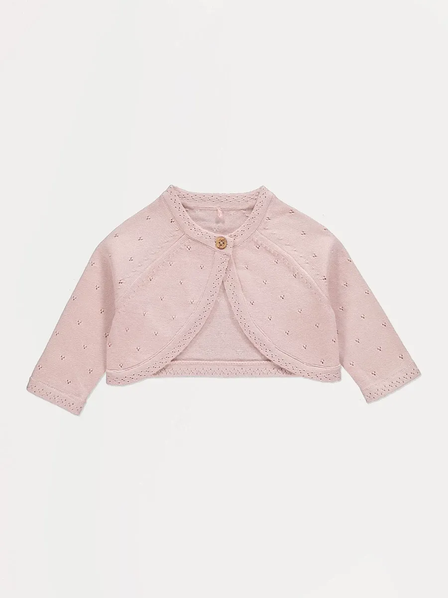Pink Pointelle Knitted Cardigan