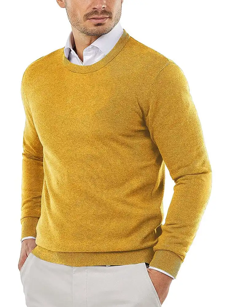 Crew Neck Slim Fit Pullover Knitted Sweater Jeans