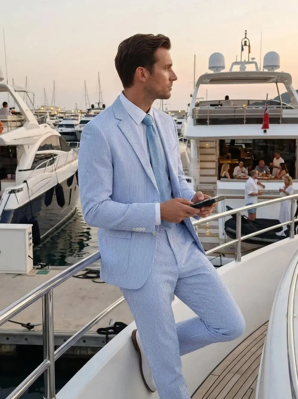 🔥Men's 2-Piece Seersucker Suits Classic Jacket & Trousers
