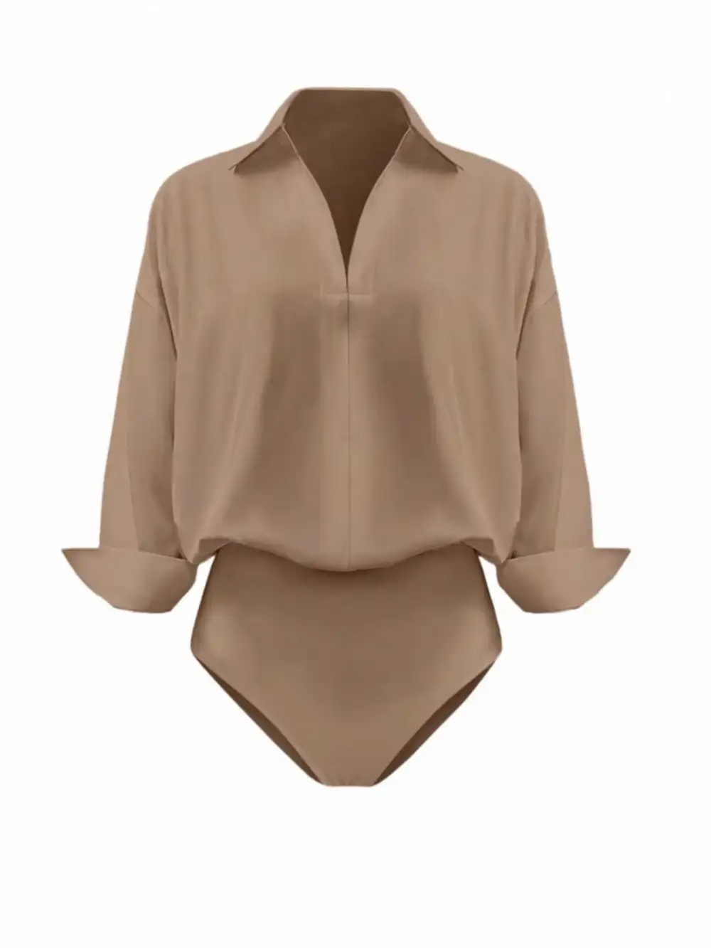 Button Down Long Sleeve Bodysuit Shirt