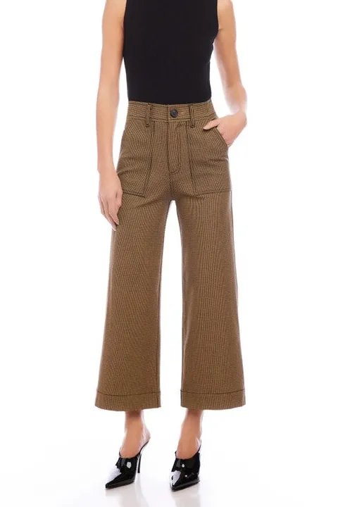Women's Brown High Waist Cropped Pants