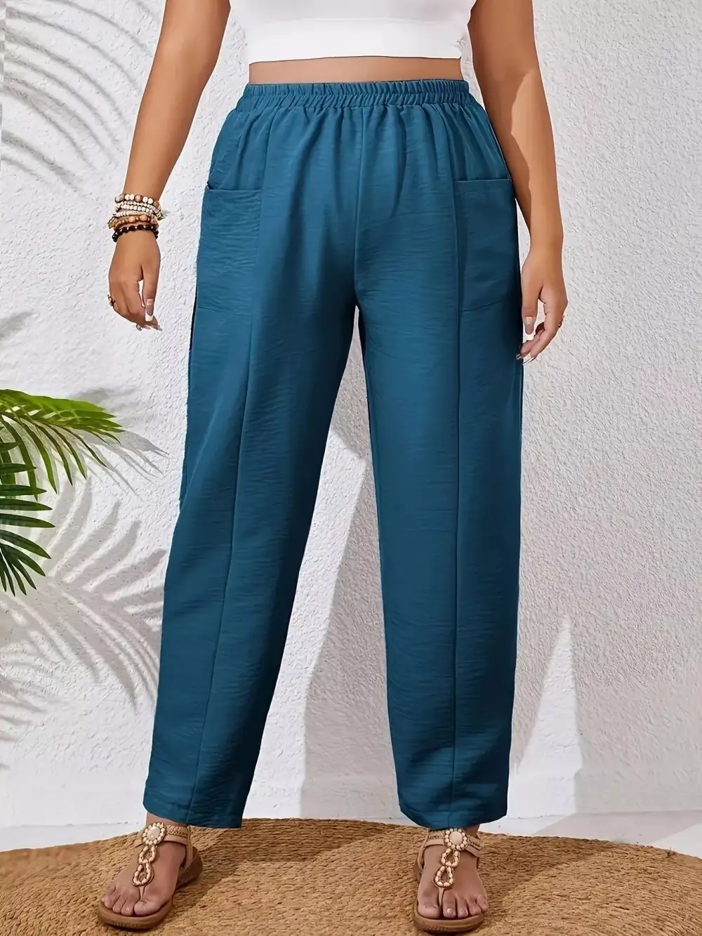 Plus Size Relaxed Fit Elastic Waist Pants
