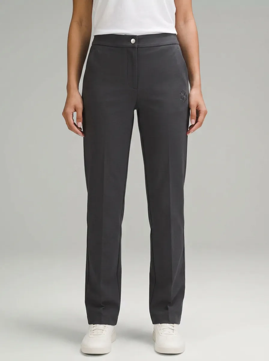 Women's Classic Comfort Logo Printed Mid Rise Straight Leg Pants