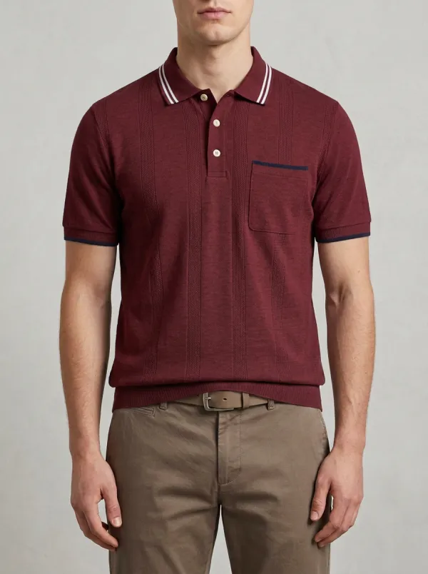 Men's Casual Vintage Striped Knitted Polo Shirt