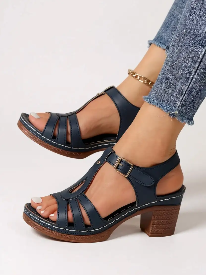  Gladiator Strappy Block Heel Sandals Apparel