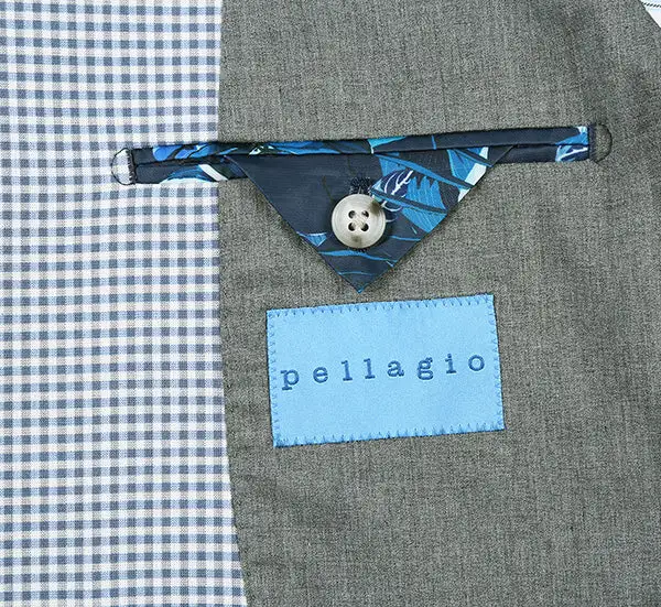 Sage Blue Slim Fit Check Side Vents Blazer