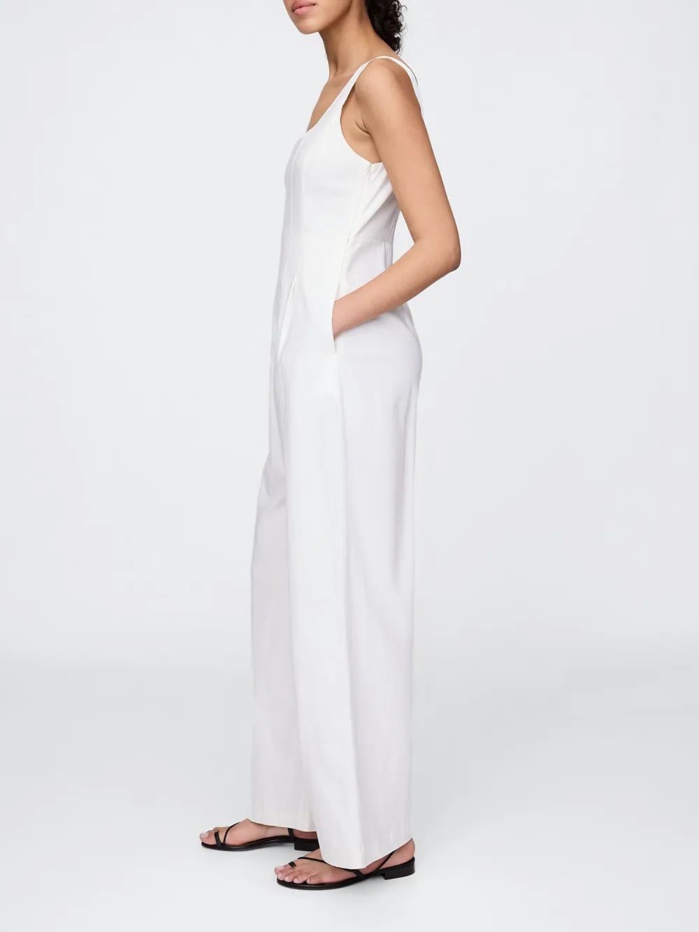 Soft Square Collar Strap Pants