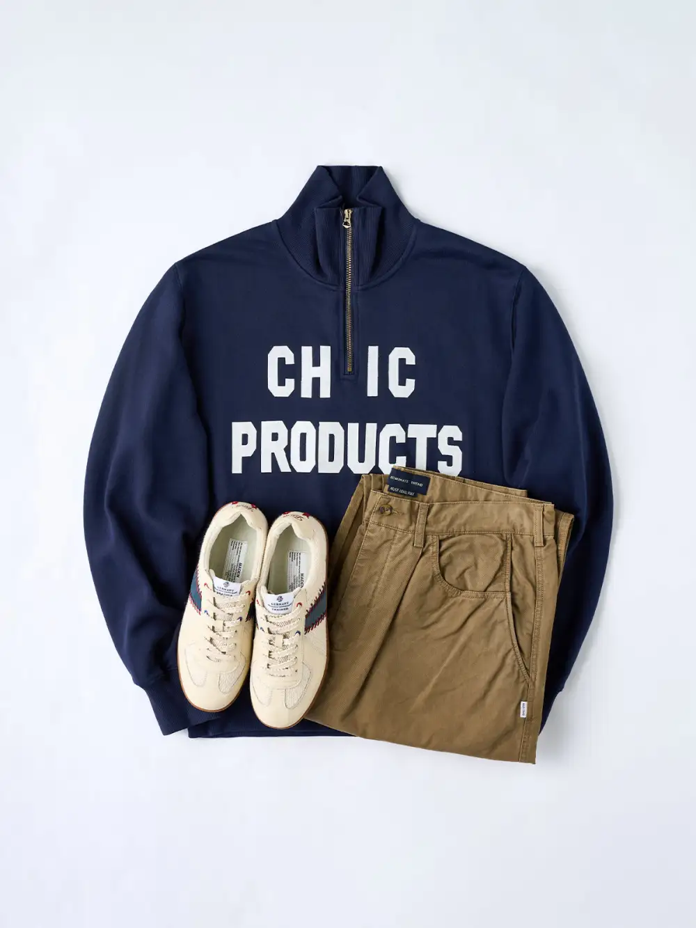 Heavyweight Half-Zip Embroidered Stand-Collar Sweatshirt