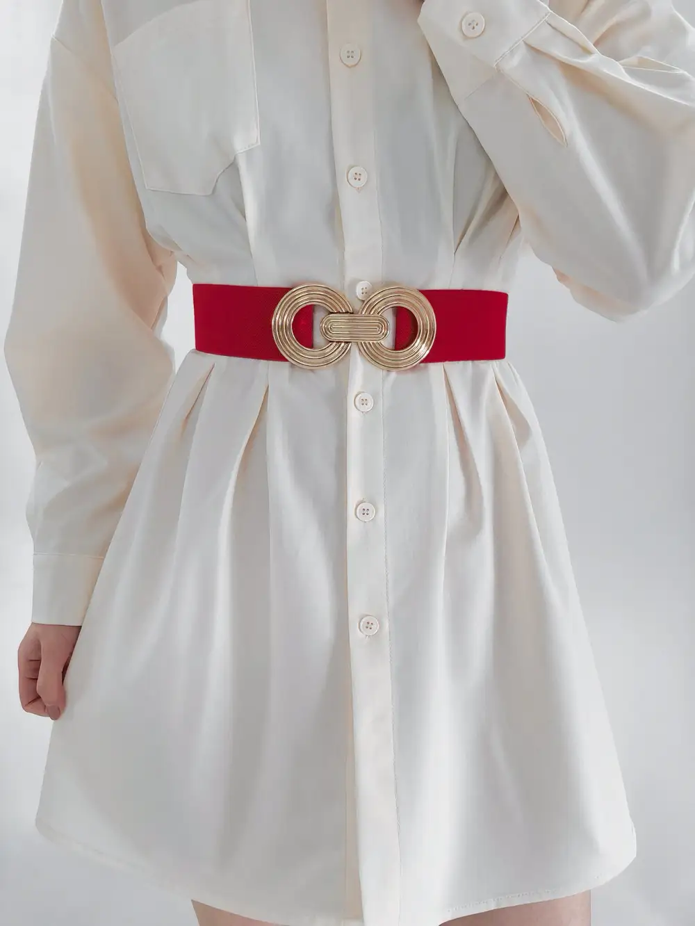 Geometric Buckle Wide Belt