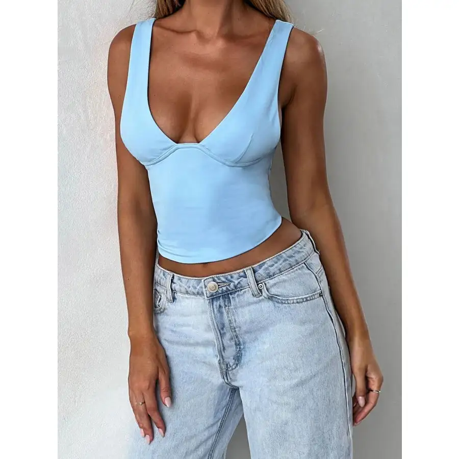 Wide Strap V Neck Tank