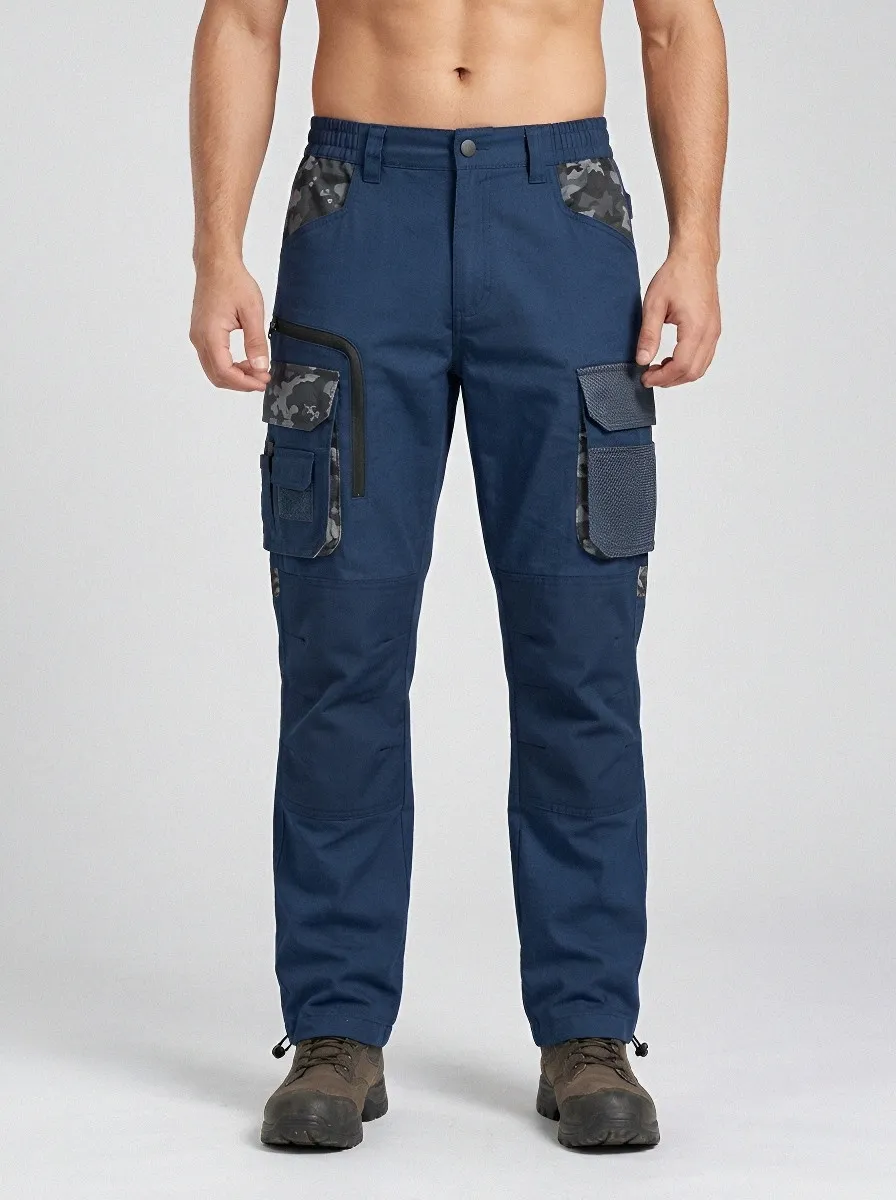 Men's Charcoal Grey Camo Multi-Pocket Tactical Cargo Pants