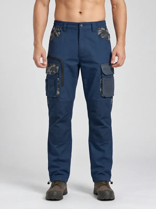 Men's Charcoal Grey Camo Multi-Pocket Tactical Cargo Pants
