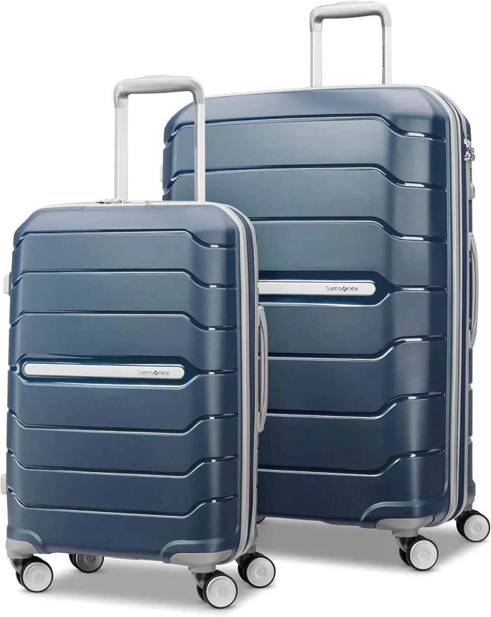 Samsonite Freeform Hardside Carry-On Luggage with Spinner Wheels - Hardshell Suitcase - TSA, Airline-Approved - Expandable Hard Shell, Smooth Rolling Wheels for Lightweight Travel - White/Grey