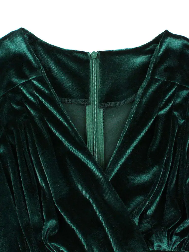 Velvet V Neck Swing Swing Dress
