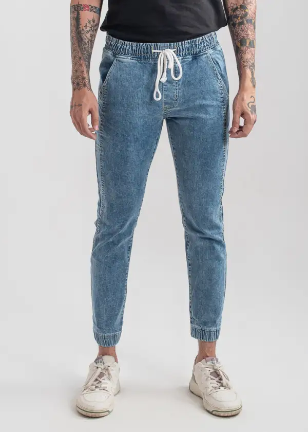 Stretch-Denim Banded-Cuff Jogger Jeans