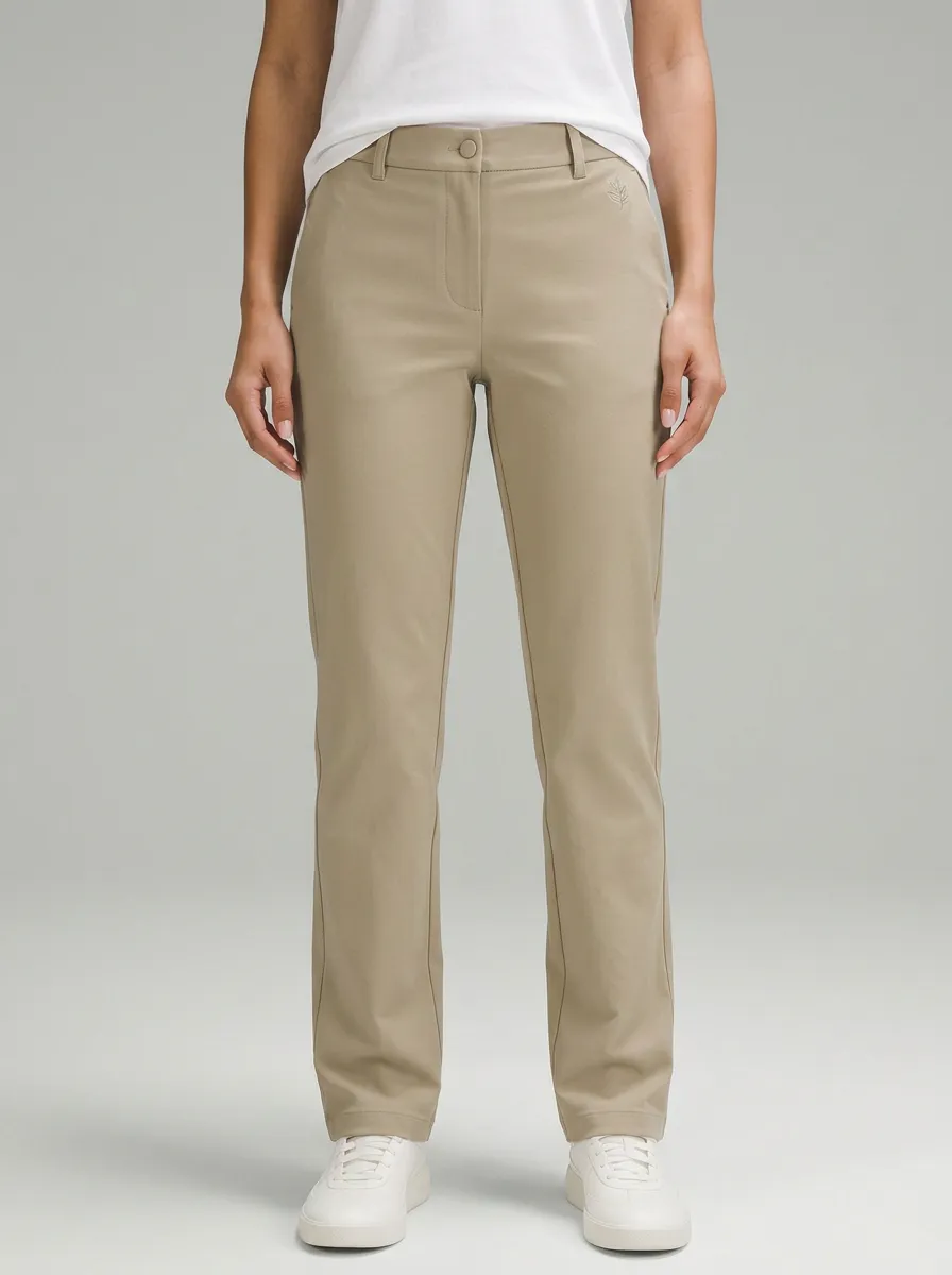 Women's Refined Flexible Minimalist Design Mid Rise Straight Leg Pants