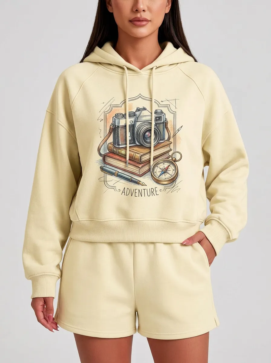 Women's Travel Photography Adventure Camera Books Graphic Hoodie